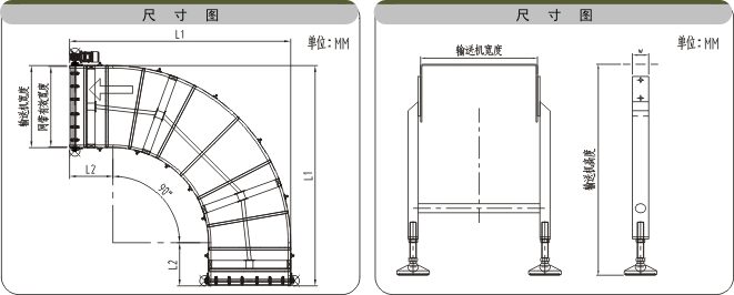 轉彎網帶輸送機示意圖 轉彎網帶輸送機示意圖