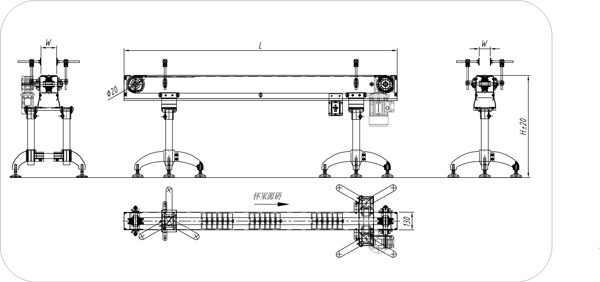 單列鏈板輸送機(jī)示意圖 單列鏈板輸送機(jī)示意圖
