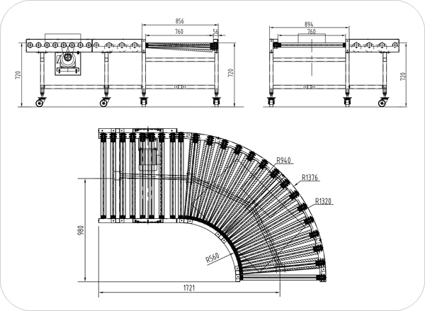 碳鋼滾筒轉彎輸送機示意圖 碳鋼滾筒轉彎輸送機示意圖